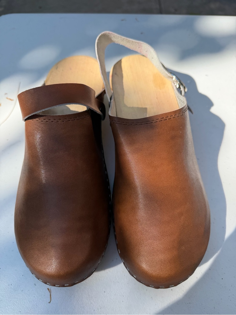Handmade Brown Leather Unisex Clog Mules with Convertible Strap NWOT EU42